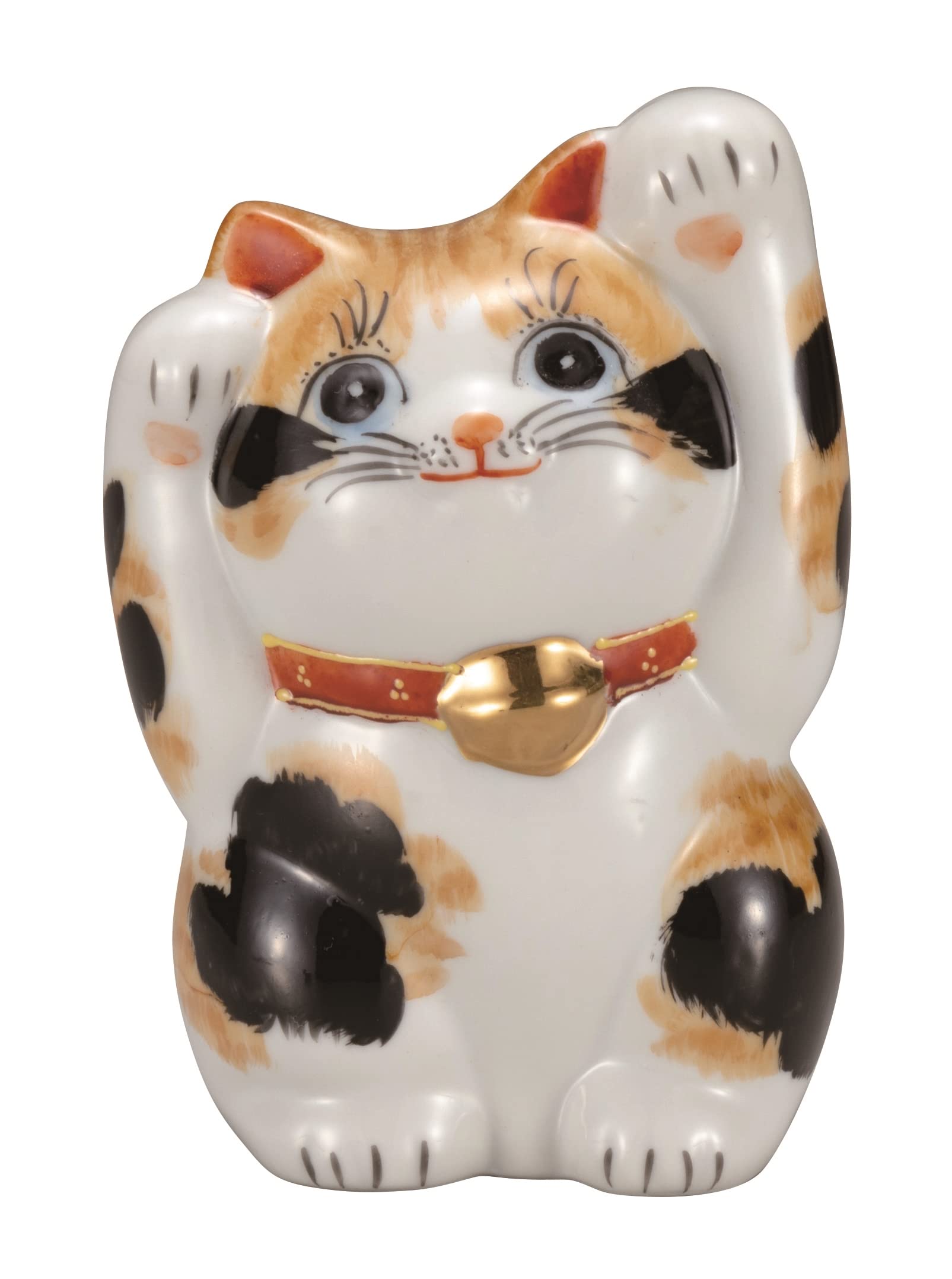 Amazon.co.jp: 『九谷焼』両手上げ招き猫（4号）毛長三毛 K7-1489